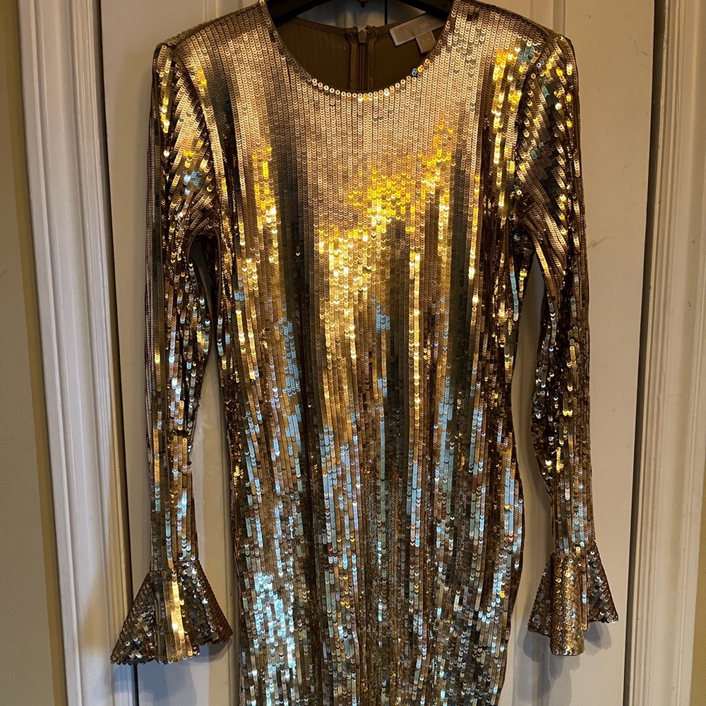 Michael Kors gold sequinned dress size small
